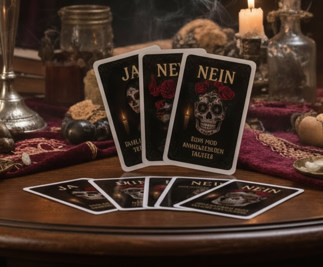Ja Nein Kartendeck im Gothic und La Catrina Stil